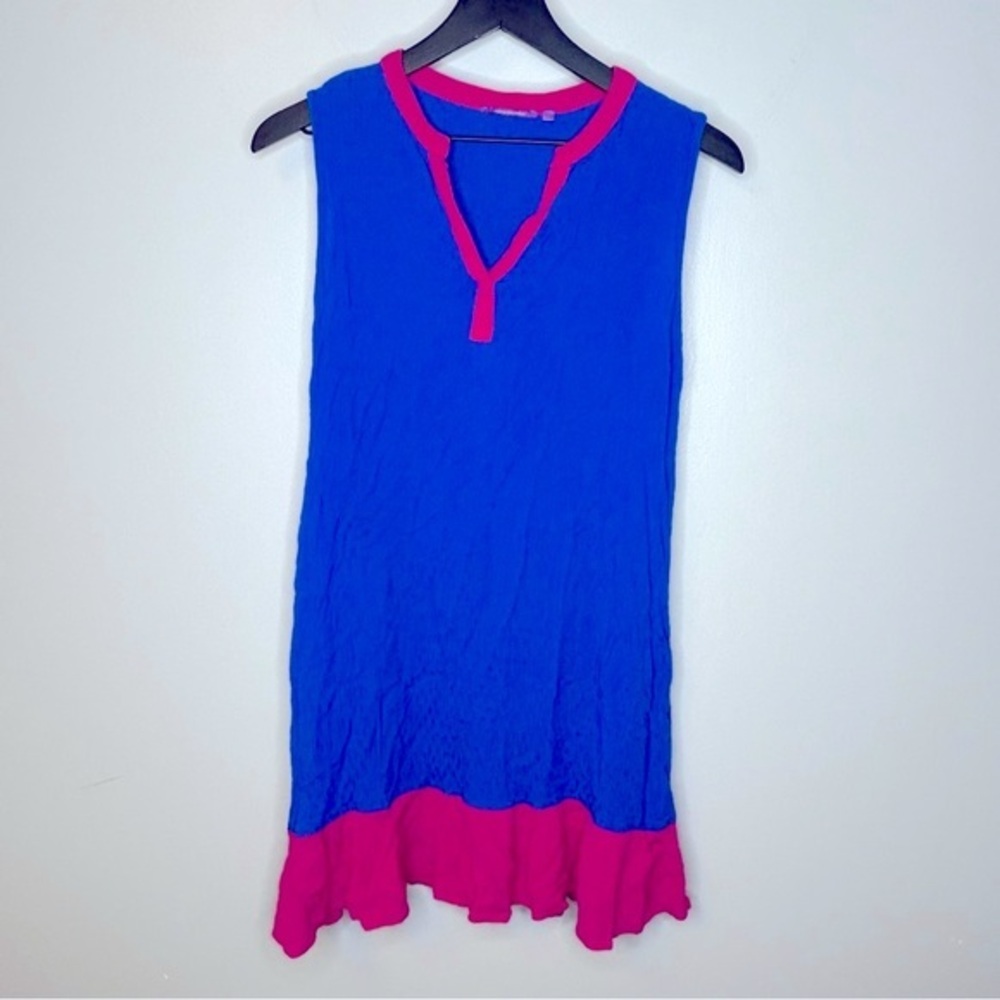 Amita‎ Naithani Blue Pink Gauze Sleeveless Dress Size M